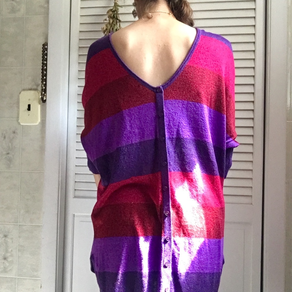 {Express} Color Block Backside Button Down Sweater - Picture 2 of 8